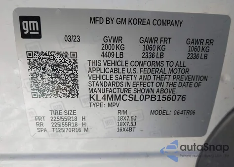 2023 Buick Encore Gx Preferred Awd from USA, damaged, VIN KL4MMCSL0PB156076